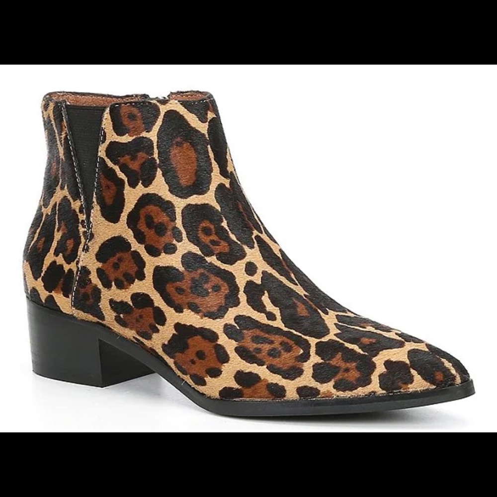 Lavonnie Leopard Print Haircalf Block Heel Booties